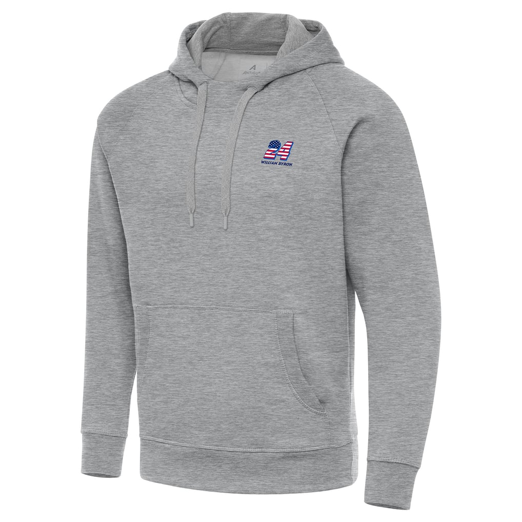  William Byron Antigua Fleece Victory Pullover Hoodie - Heather Gray